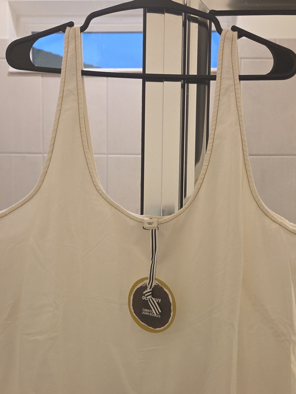 Everyday Scoop Neck Cream Tank Top Dress.